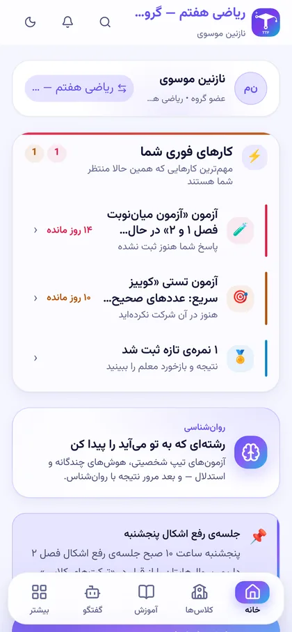 نمای پنل روی گوشی